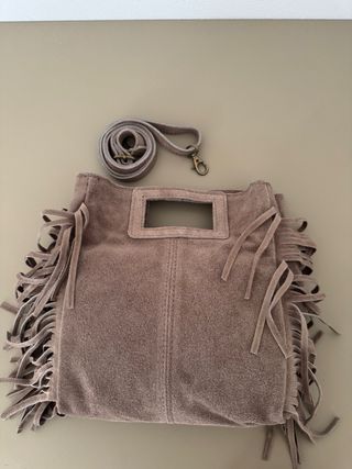 Borsa con frange in vera pelle