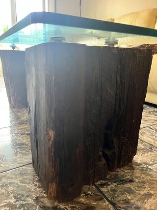 Mesa centro madera-cristal