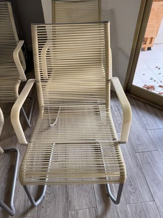 4 Sillas jardín - beige, metal y plástico