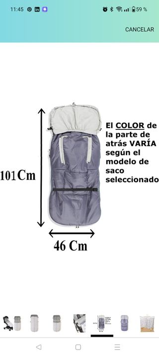 Saco carrito bebé. Universal