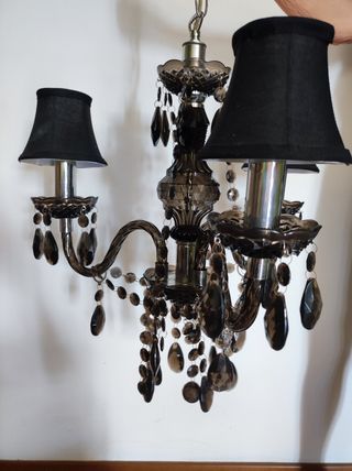 Lampadario 3 luci nero cristalli