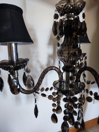 Lampadario 3 luci nero cristalli