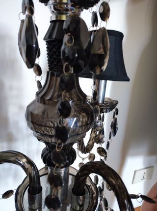 Lampadario 3 luci nero cristalli