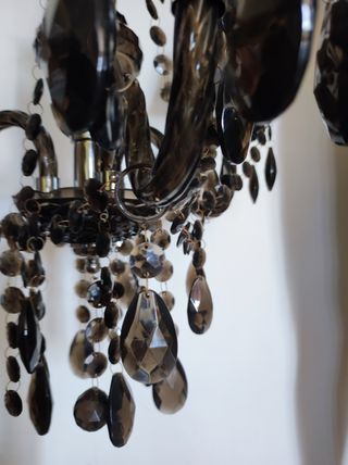 Lampadario 3 luci nero cristalli