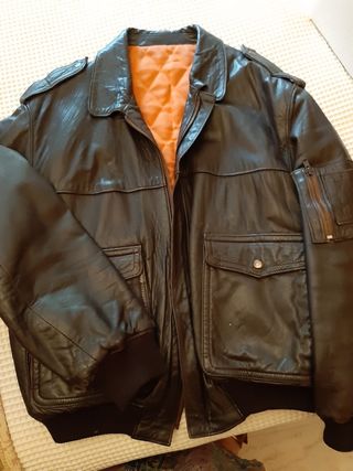 Chaqueta aviador cuero marrón oscura