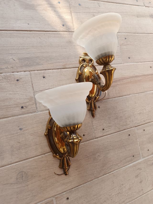 Juego de 4 apliques pared dorados/bronceados