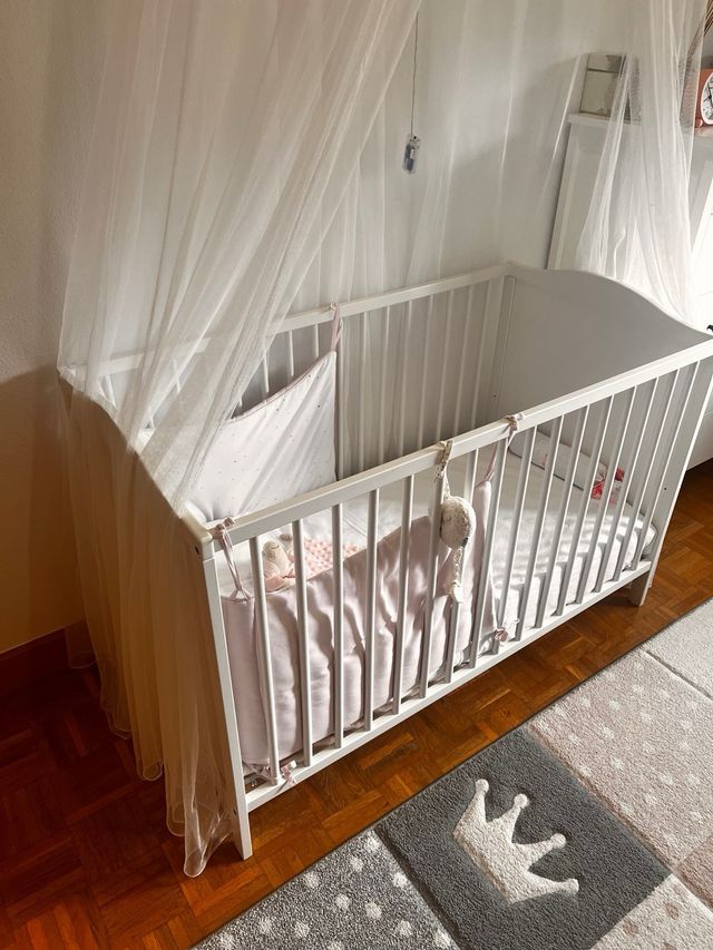 Cuna bebé madera blanca