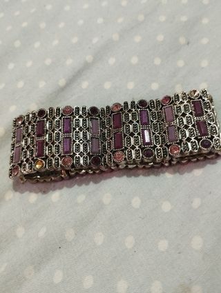 Pulsera Plateada y morada
