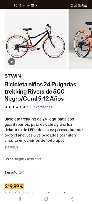 Bicicleta Riverside 24" rosa