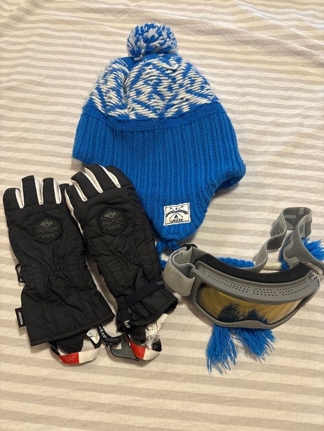 Kit esquí niño: gorro, guantes, gafas