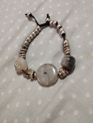Pulsera piedras grises y plata