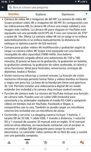 Cámara video HD 16x Zoom
