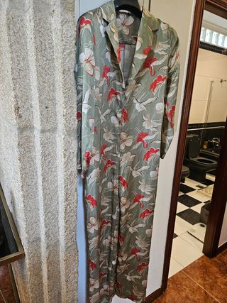 Mono Zara estampado flores - Verde oliva