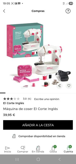 Máquina coser niña - El Corte Inglés