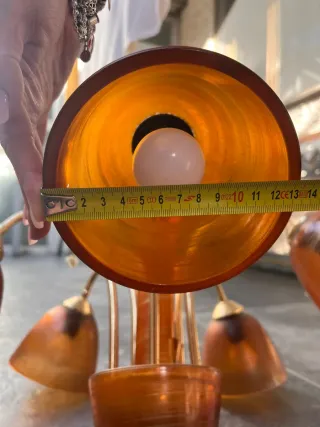 Lampadario 5 luci vetro ambra