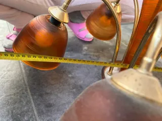 Lampadario 5 luci vetro ambra