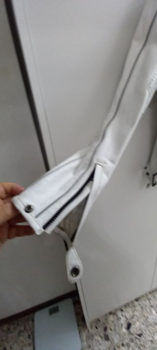 Giubbotto moto pelle bianco donna