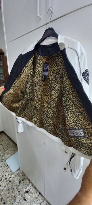Giubbotto moto pelle bianco donna