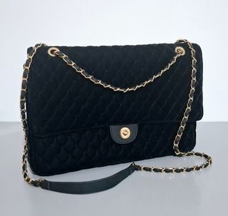 Borsa a Tracolla Velluto Nera