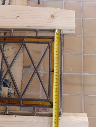 Vidriera antigua cristal-plomo,9 cristales en tota