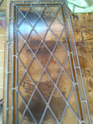 Vidriera antigua cristal-plomo,9 cristales en tota