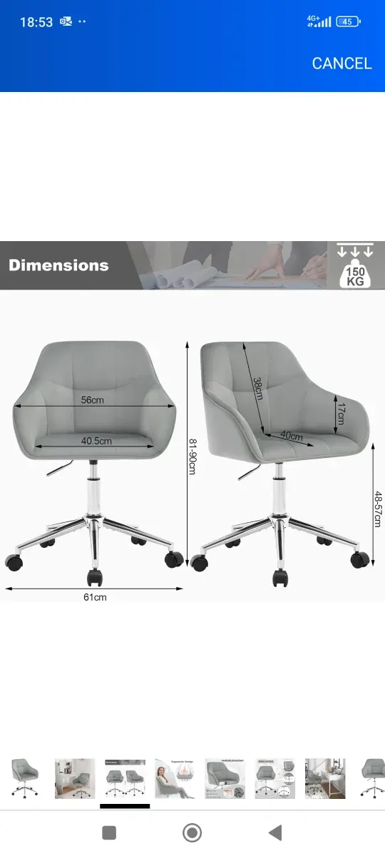 ✅Silla escritorio oficina giratoria gris nueva