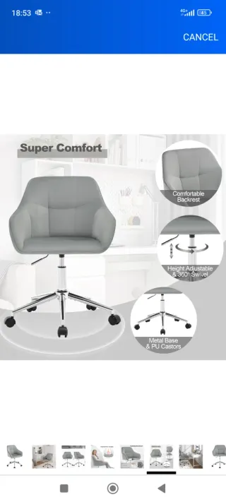 ✅Silla escritorio oficina giratoria gris nueva