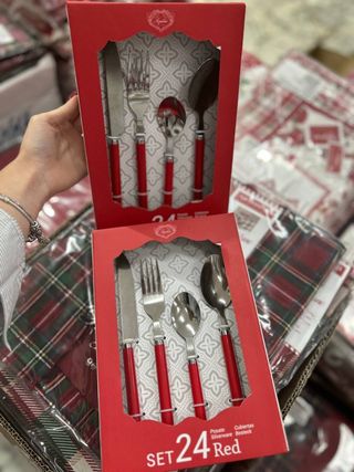 24 Posate rosse - Acciaio Inox