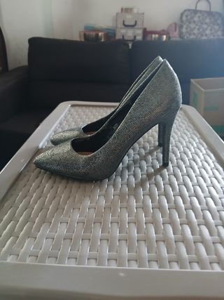 Tacones Plata Brillantes