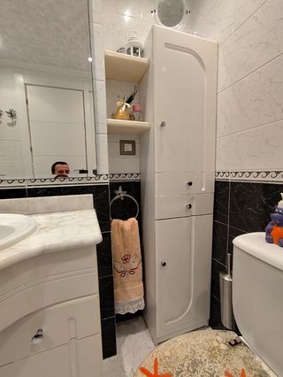 Mueble baño blanco + espejo+ mueble auxiliar 