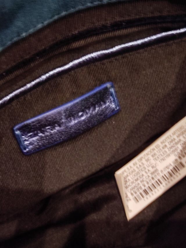 Bolso Zara Piel Metalizada Azul