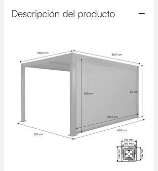 Pérgola bioclimática gris-antracita 4x3m
