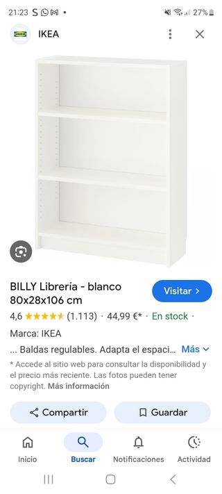 Librería blanca de madera queda 1 unidad.