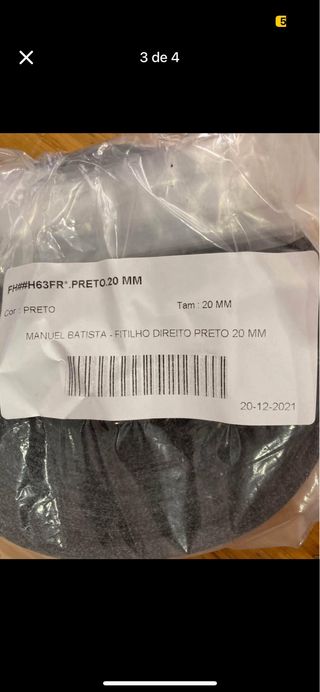 Entretela Preta 20mm - 1600m