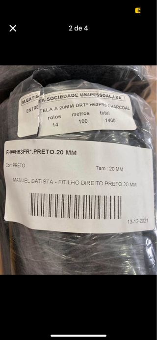 Entretela Preta 20mm - 1600m