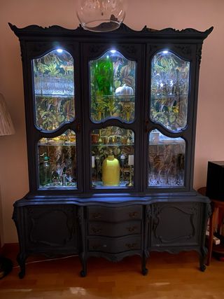 Vitrina vintage azul - Mueble antiguo