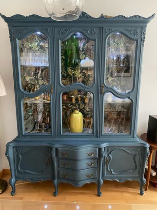 Vitrina vintage azul - Mueble antiguo