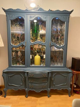Vitrina vintage azul - Mueble antiguo
