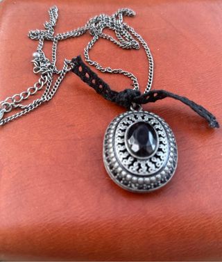 Colgante camafeo negro plata