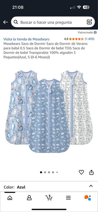 Sacos dormir bebé Mosebears (3uds)