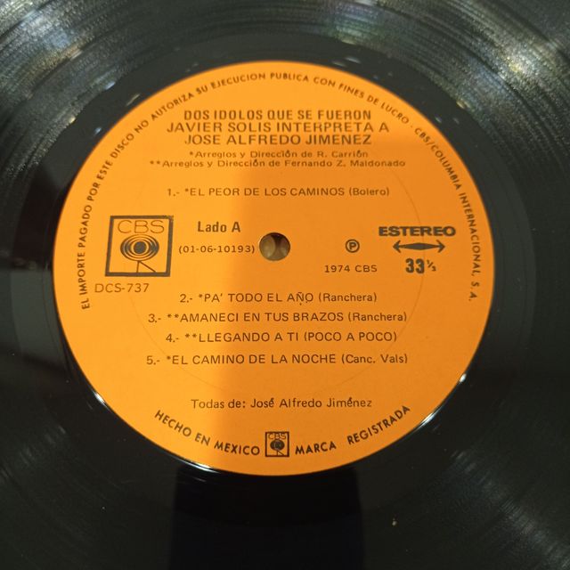 Javier Solís - LP 1974 - Música Latina