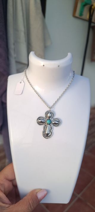 Collar Cruz turquesa