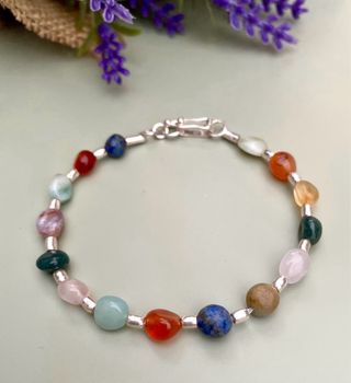 Pulsera plata 950 peruana piedras naturales

