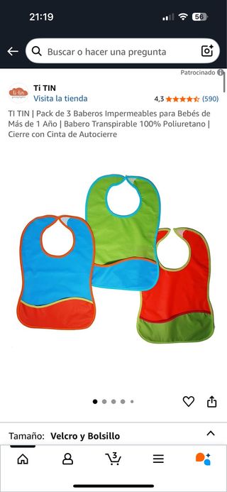 3 Baberos Impermeables Bebés TI TIN