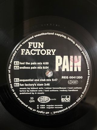 Fun Factory "Pain" vinile musica dance anni 90