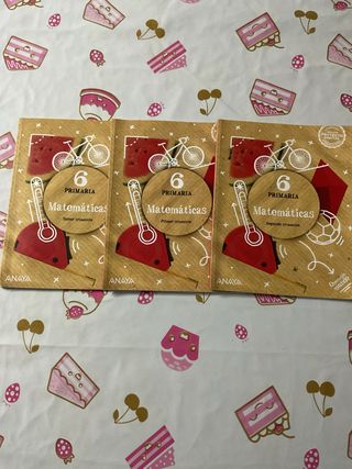 Pack de tres libros de matemáticas, 6 de primaria