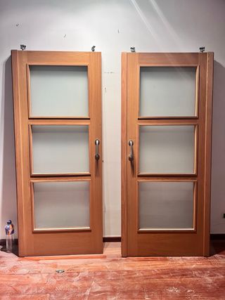 Puertas correderas madera cristal