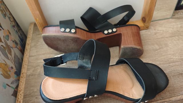 Sandalias tacón negras - talla 38
