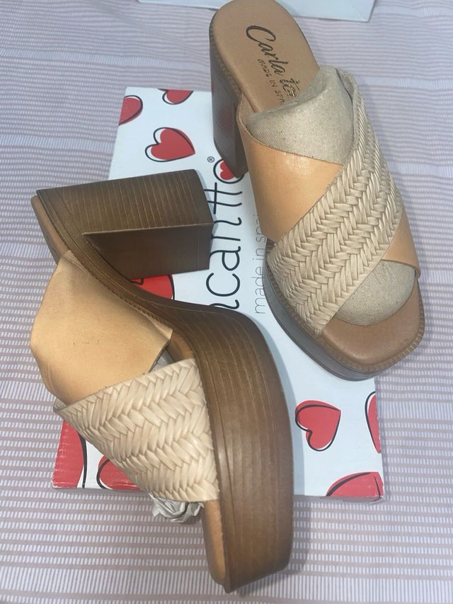 Zuecos Carmela piel - beige/marrón