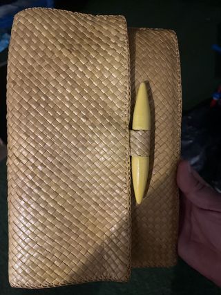 Bolso antiguo tejido - beige/amarillo